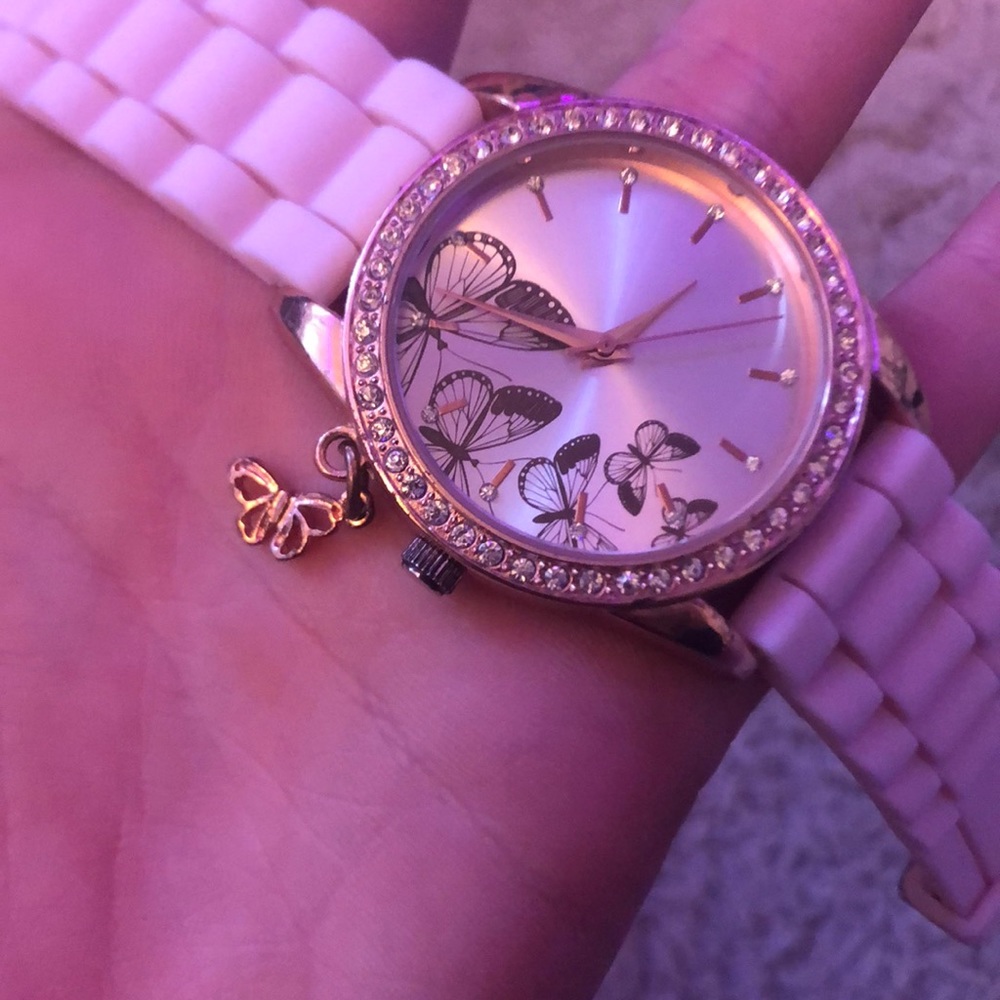 Pink butterfly watch